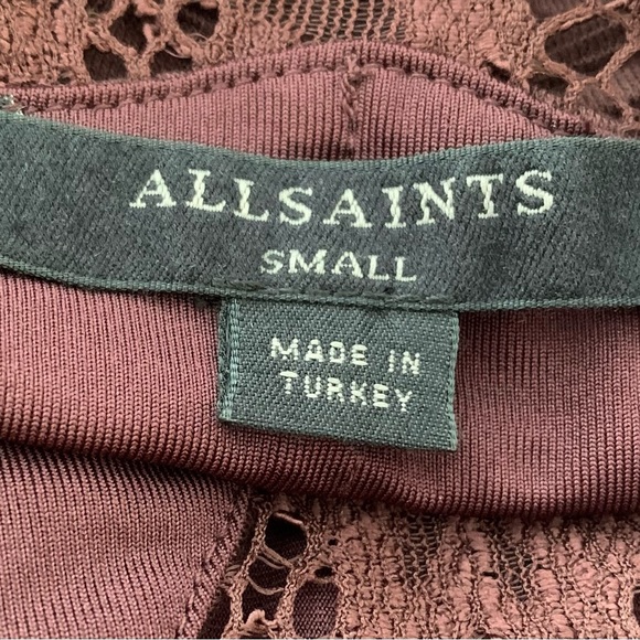 All Saints Ula Mini Dress Burgundy Size S - Picture 8 of 10